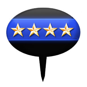 Thin Blue Line 4 Gold Stars Police Chief Rank Cake Topper