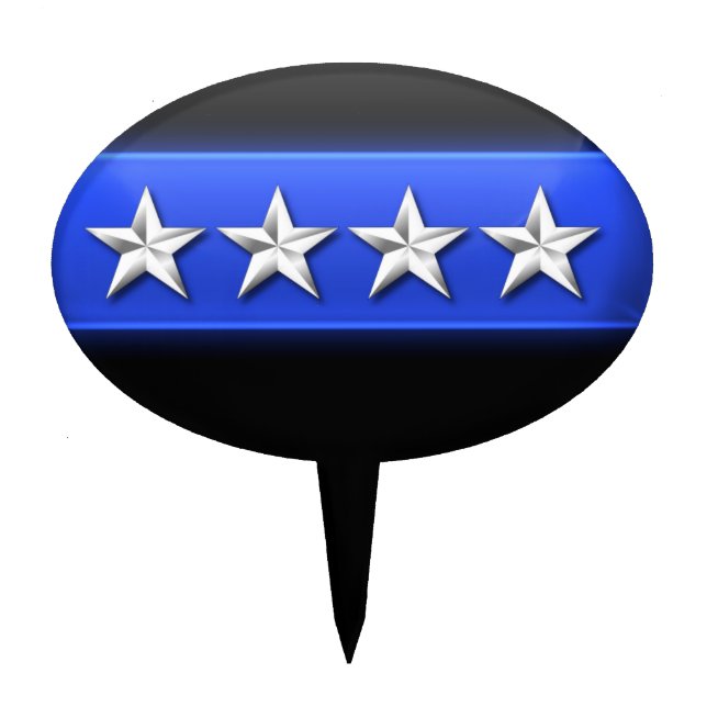 Thin Blue Line 4 Silver Stars Police Chief Rank Cake Topper (Front)