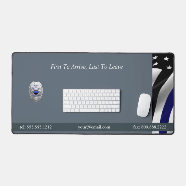 Thin Blue Line 911 Badge Desk Mat (Keyboard & Mouse)