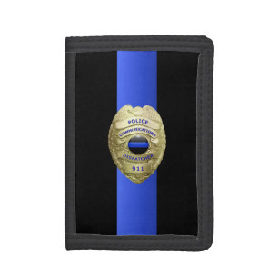 Thin Blue Line 911 Badge Tri-fold Wallet