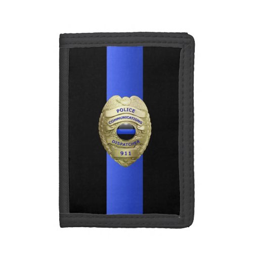 Thin Blue Line 911 Badge Tri_fold Wallet