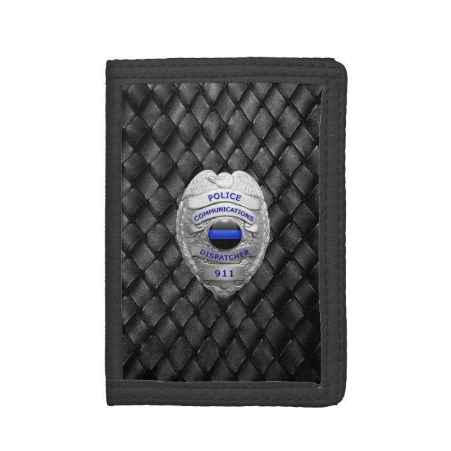 Thin Blue Line 911 Badge Tri-fold Wallet (Front Vertical)