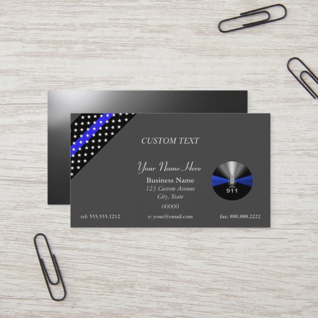 Thin Blue Line 911 Dispatcher Business Card (Front/Back In Situ)