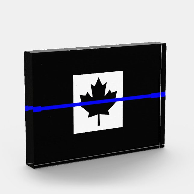 Thin Blue Line Accent on Canadian Flag Acrylic Award (Left)