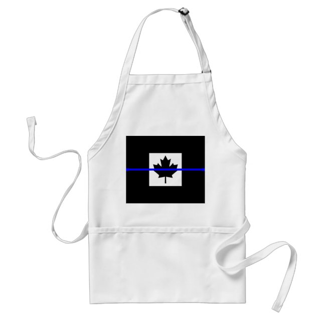 Thin Blue Line Accent on Canadian Flag Adult Apron (Front)