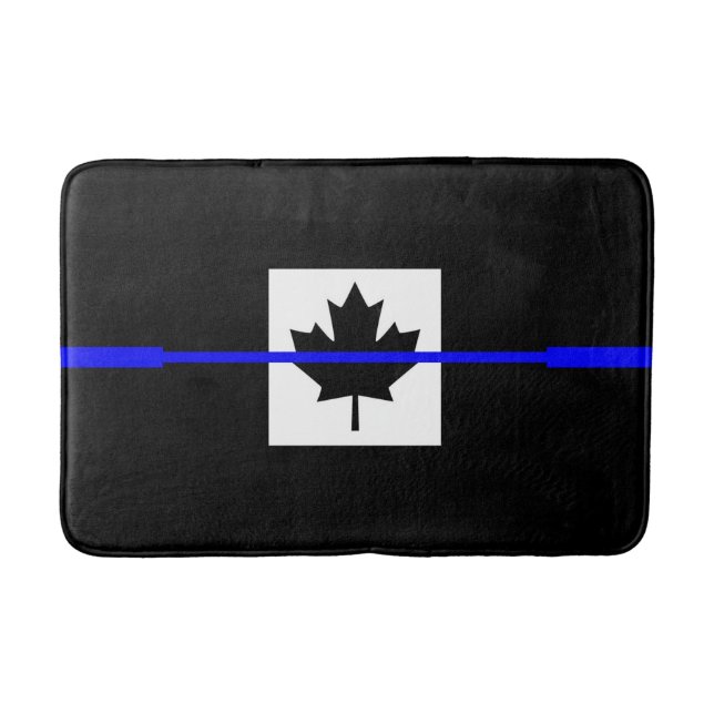 Thin Blue Line Accent on Canadian Flag Bathroom Mat (Front)