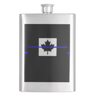 Thin Blue Line Accent on Canadian Flag Flask