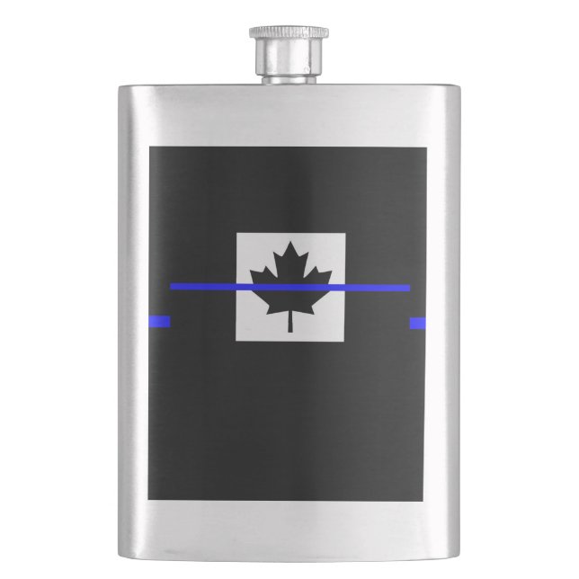 Thin Blue Line Accent on Canadian Flag Flask (Front)