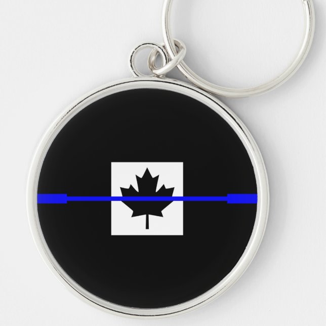 Thin Blue Line Accent on Canadian Flag Keychain (Front)
