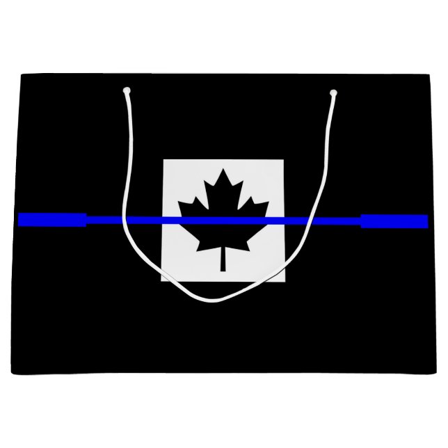 Thin Blue Line Accent on Canadian Flag Large Gift Bag (Front)