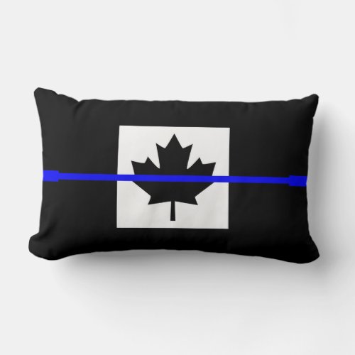 Thin Blue Line Accent on Canadian Flag Lumbar Pillow