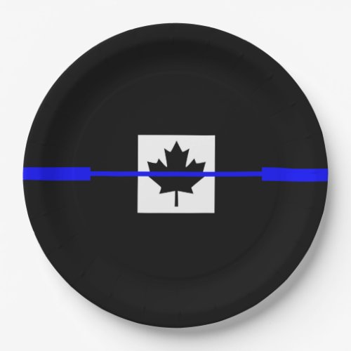 Thin Blue Line Accent on Canadian Flag Paper Plates