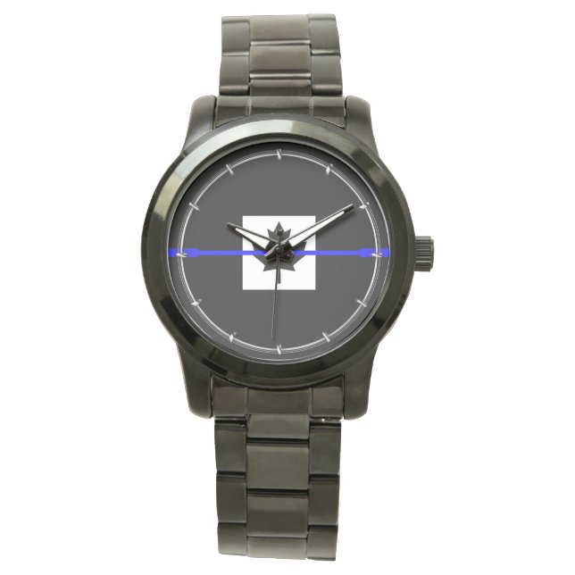 Thin Blue Line Accent on Canadian Flag Watch (Front)
