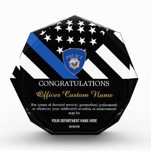 Thin Blue Line Add Your Patch Acrylic Award