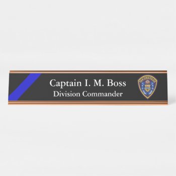 Thin Blue Line - Agency Patch Desk Name Plate by DimeStore at Zazzle
