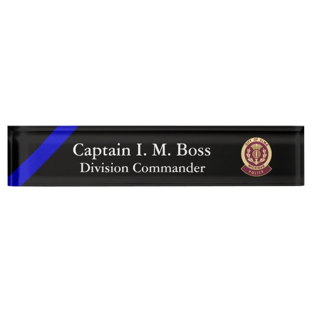Thin Blue Line - Agency Patch Desk Name Plate (Front)