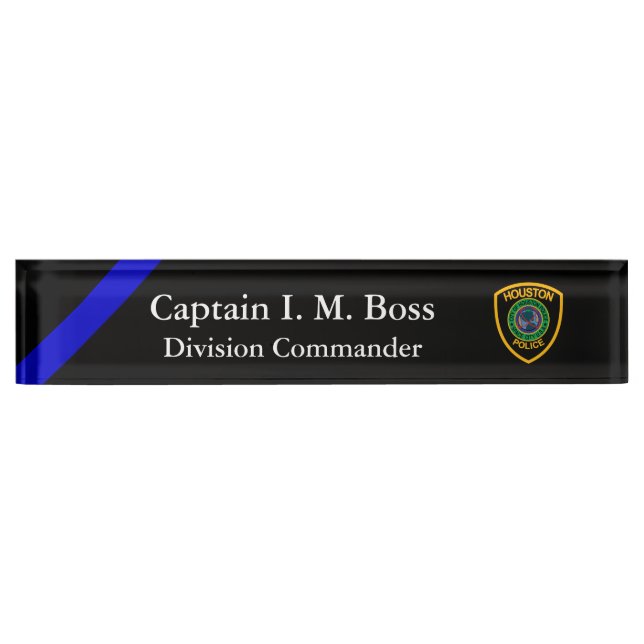 Thin Blue Line - Agency Patch Desk Name Plate (Front)