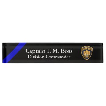 Thin Blue Line - Agency Patch Desk Name Plate by DimeStore at Zazzle