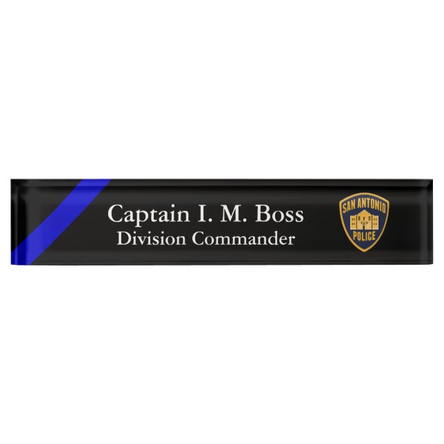 Thin Blue Line - Agency Patch Desk Name Plate (Front)