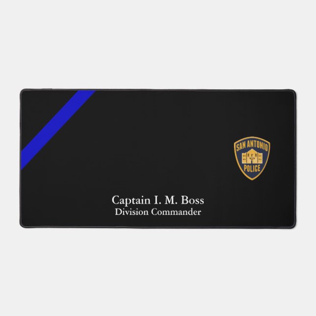 Thin Blue Line - Agency Patch Desk Name Plate Desk Mat (Front)