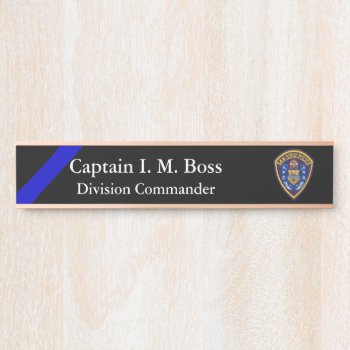 Thin Blue Line - Agency Patch Door Sign by DimeStore at Zazzle