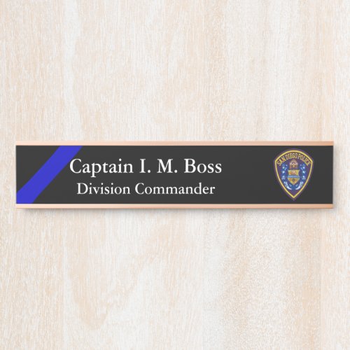 Thin Blue Line _ Agency Patch Door Sign