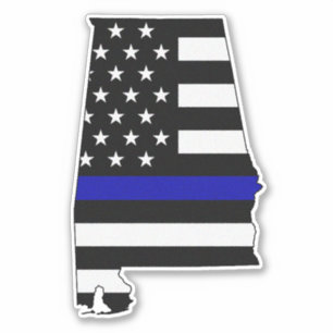 Thin Blue Line Alabama Flag Sticker