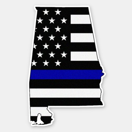 Thin Blue Line Alabama Flag Sticker