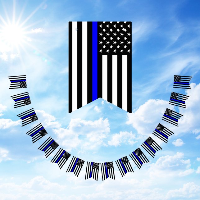 Thin Blue Line American Bunting Flags (Thin Blue Line Police Flag Appreciation Bunting)