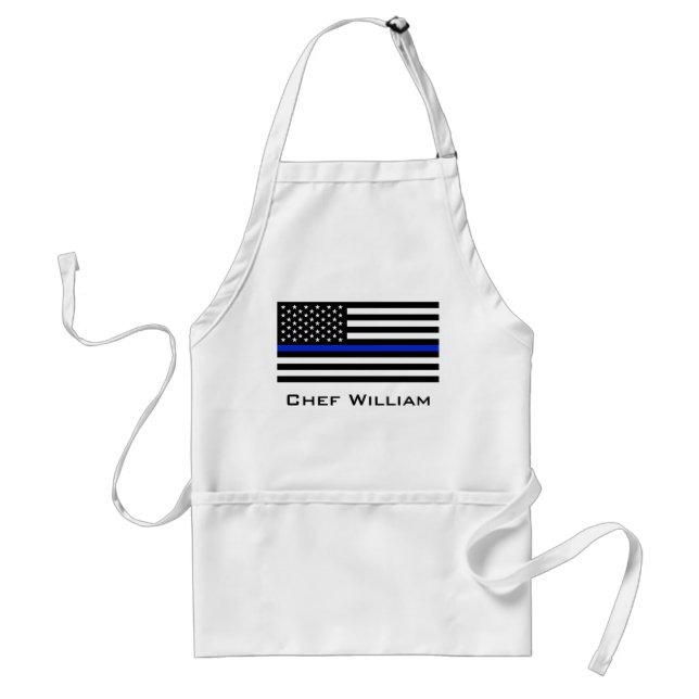 Thin Blue Line American Flag Adult Apron (Front)