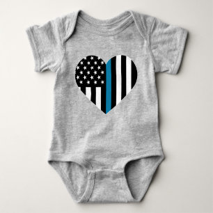 Thin Blue Line American Flag Baby Bodysuit