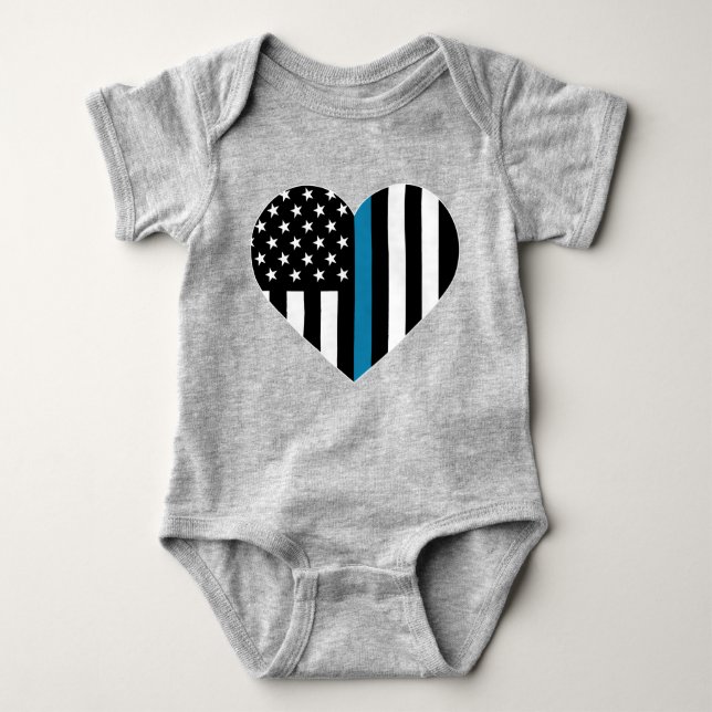 Thin Blue Line American Flag Baby Bodysuit (Front)