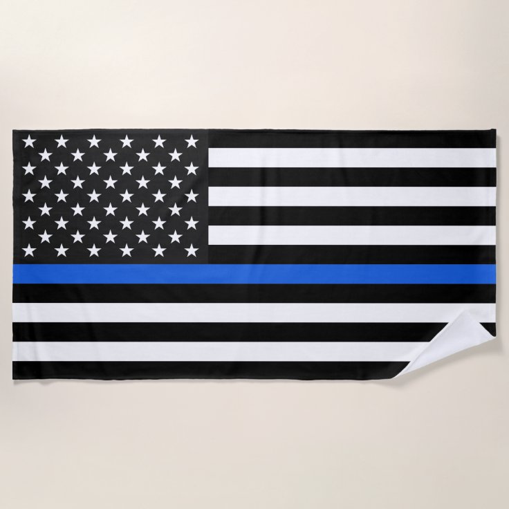 Thin Blue Line American Flag Beach Towel | Zazzle