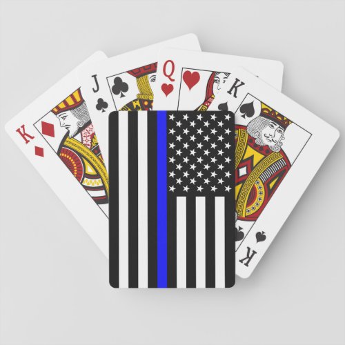 Thin Blue Line American Flag Black and White Poker Cards