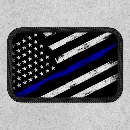 Thin Blue Line American Flag Black White USA Patch