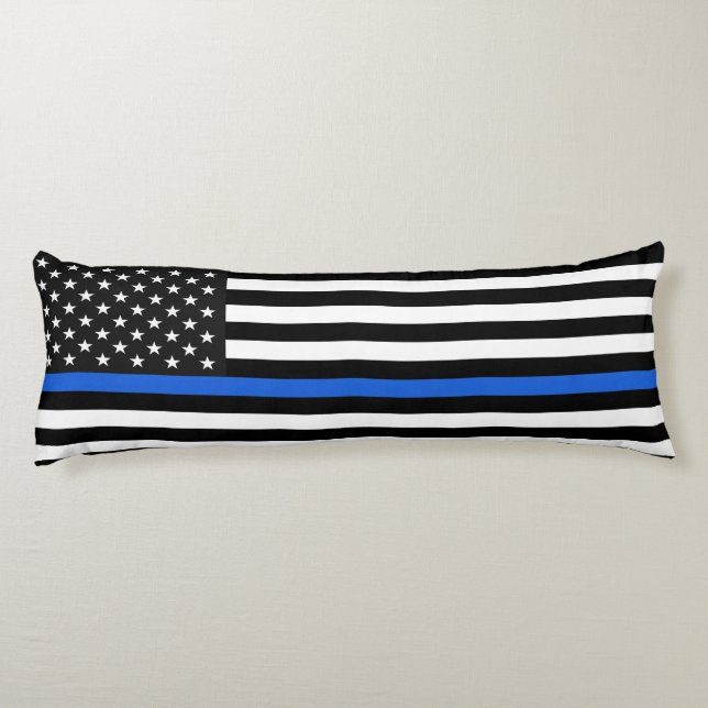 Thin Blue Line American Flag Body Pillow (Back)