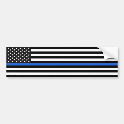 Thin Blue Line American Flag Bumper Sticker