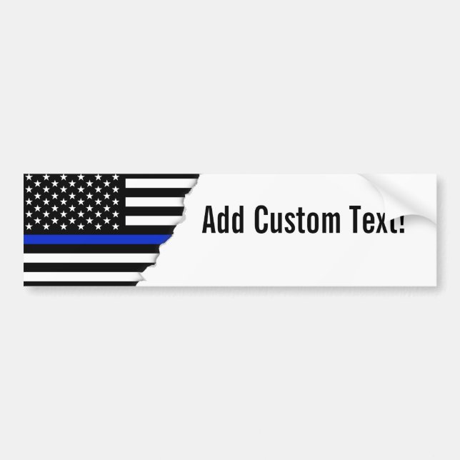 Thin Blue Line American Flag Bumper Sticker (Front)