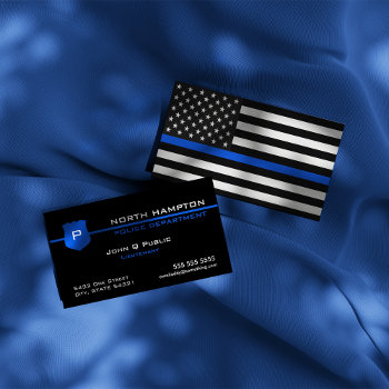 Thin Blue Line American Flag Business Card by JerryLambert at Zazzle