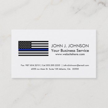 Thin Blue Line American Flag Business Card by HappyPlanetShop at Zazzle