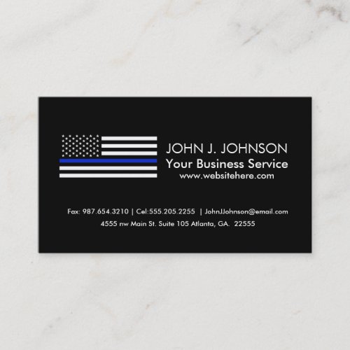 Thin Blue Line American Flag Business Card