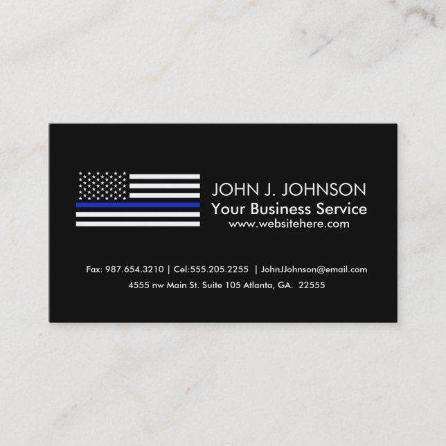 Thin Blue Line American Flag Business Card (Front)