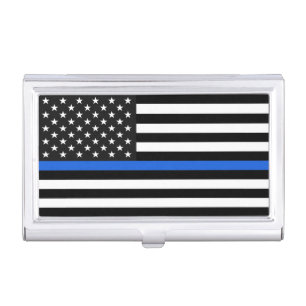 Thin Blue Line American Flag Business Card Case