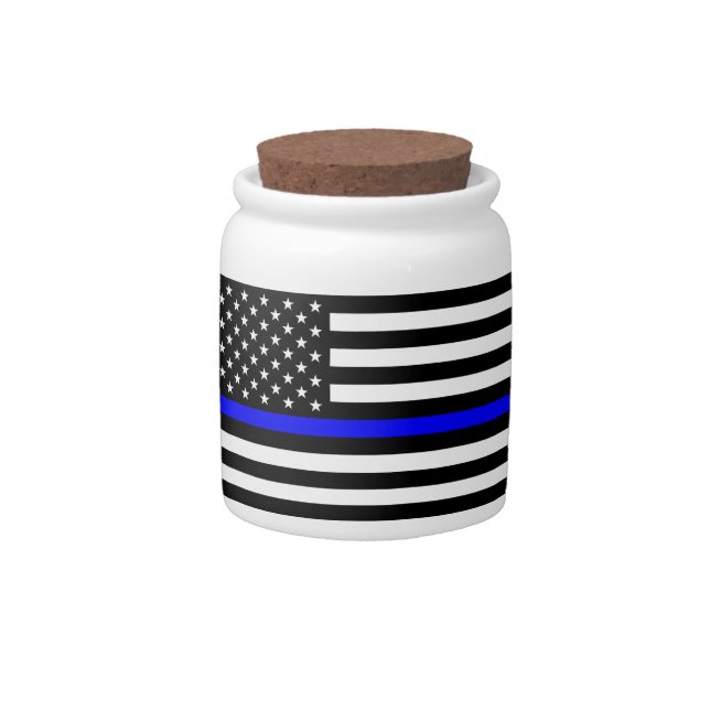 Thin Blue Line American Flag Candy Jar (Front)