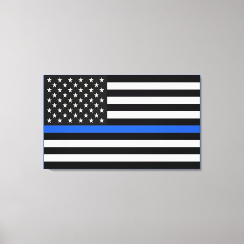 Thin Blue Line American Flag Canvas Print