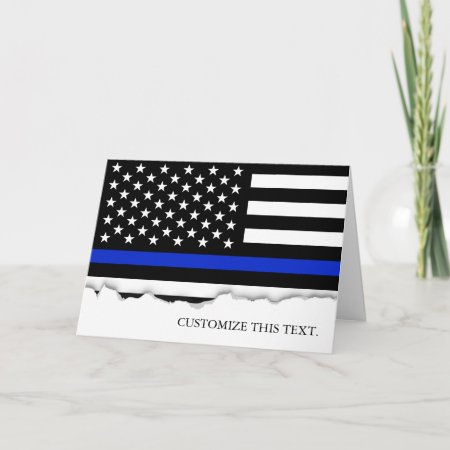 Thin Blue Line American Flag Card