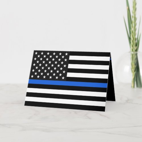 Thin Blue Line American Flag Card