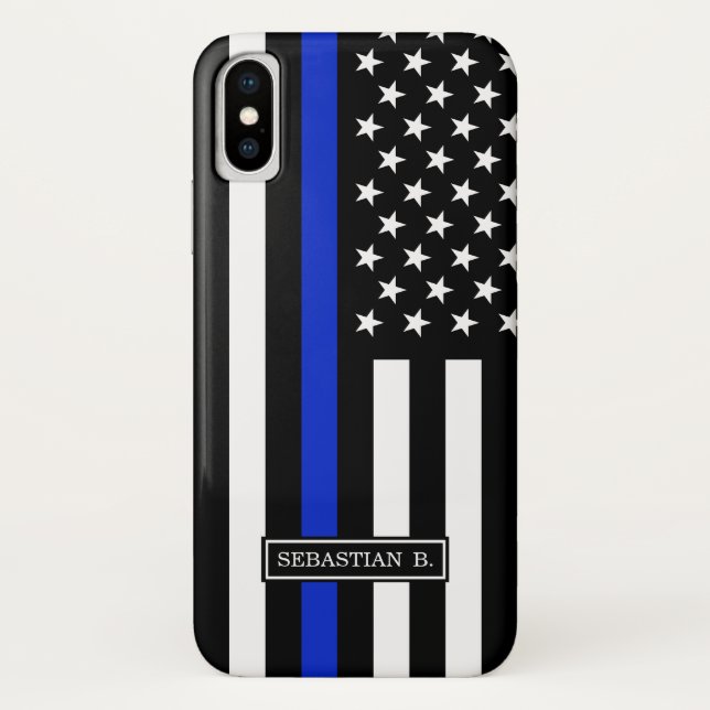 Thin Blue Line American Flag Case-Mate iPhone Case (Back)