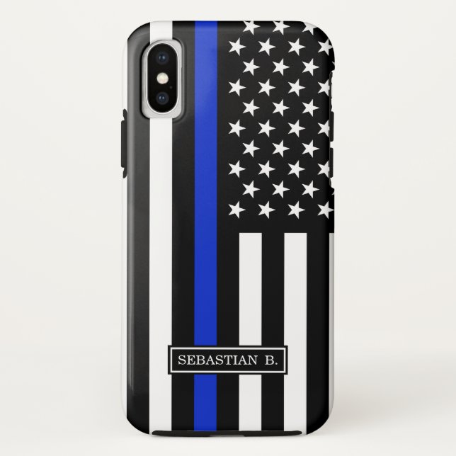 Thin Blue Line American Flag Case-Mate iPhone Case (Back)