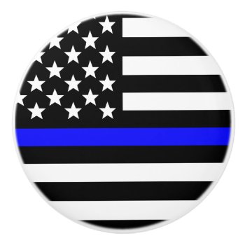 Thin Blue Line - American Flag Ceramic Knob by American_Police at Zazzle